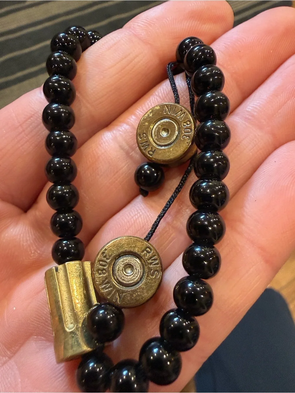 Black Onyx Men's Bracelet with Bullet Accents